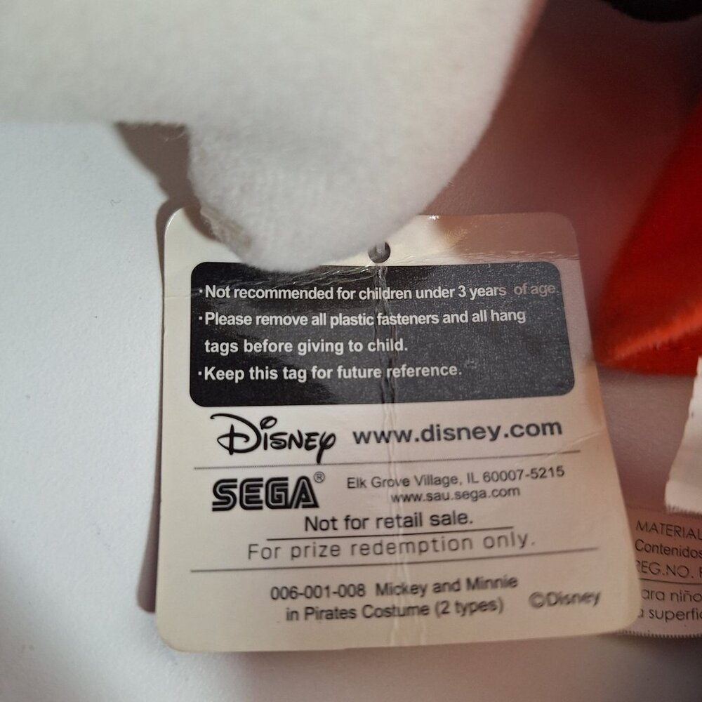 Pirate Minnie Mouse 14 Inch Sega Disney Plush Prize Redemption With Tags - Picture 2 of 16
